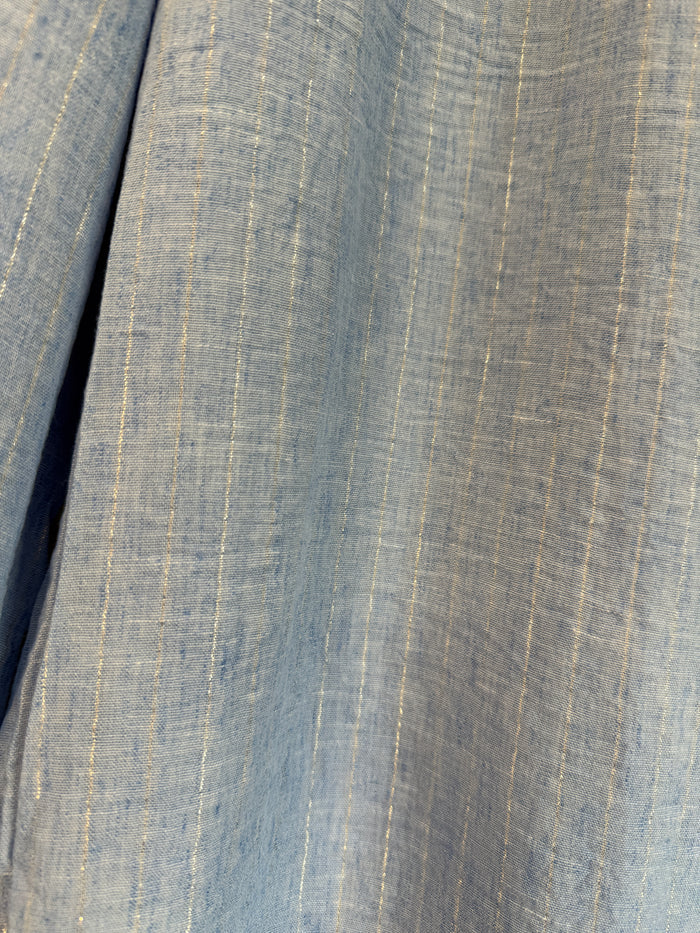 Silver Pinstripe Wide Leg Trousers Blue