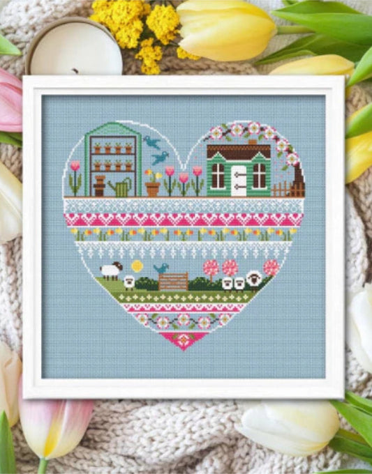 Spring Heart of the Seasons Cross Stitch Kit, Little Dove Designs