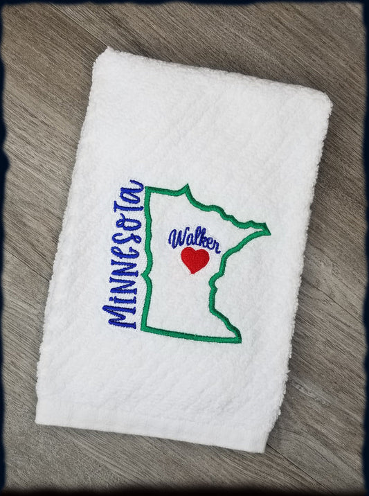 State Town Embroidered Kitchen Towel