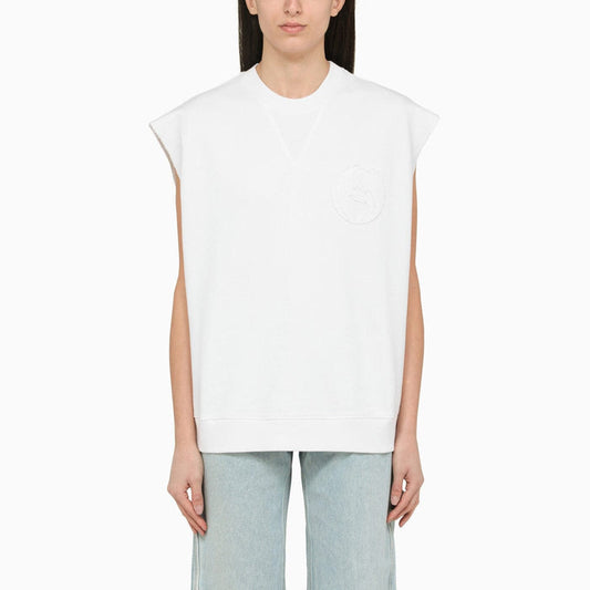 Vests M Stella McCartney - White cotton over vest with logo Brand