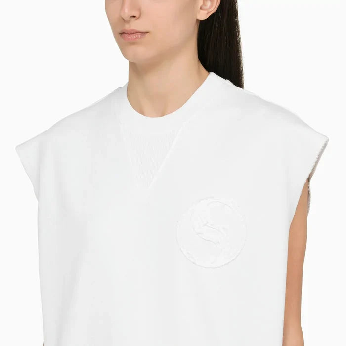 Stella McCartney - White cotton over vest with logo Brand Vests M
