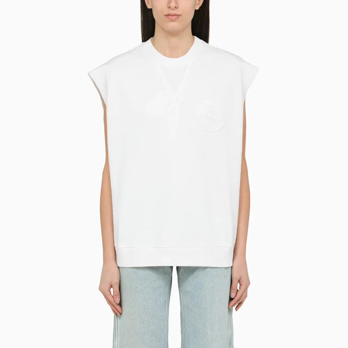 Stella McCartney - White cotton over vest with logo