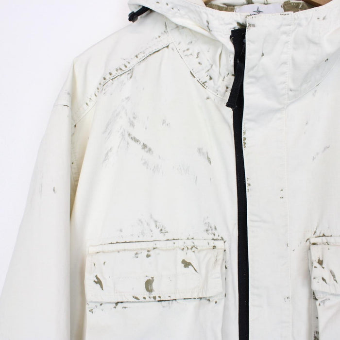Stone Island SS 2017 Cream and Olive Hand Corrosion on Raso Jacket