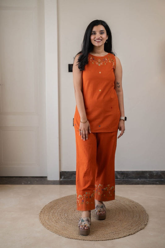Tanya Farshi Coord Set- Orange