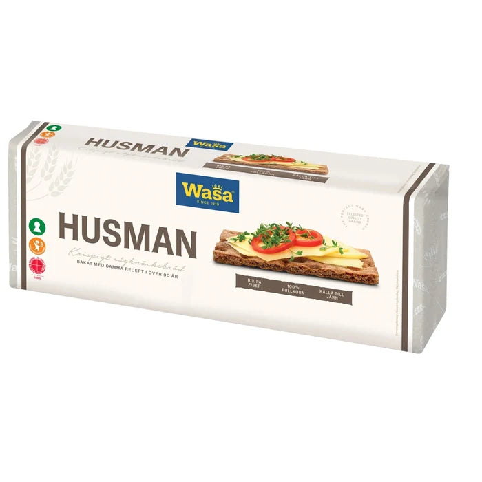 Wasa Husman crispbread 520g – classic Swedish whole grain rye crispbread, high in fiber, included in the Taste of Sweden Box Small
