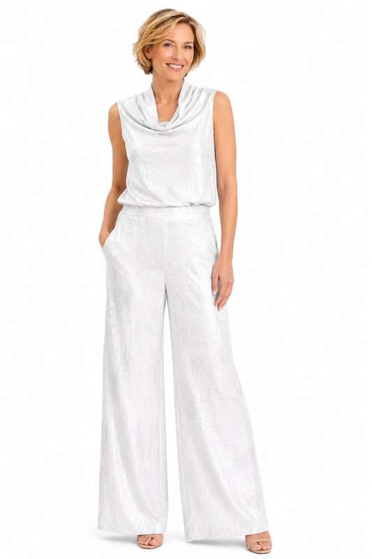 Textured Foil Sleeveless Top in Silver/White - 903T-SLV