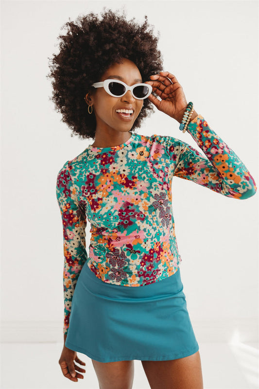 The Holly Sun Layer | UPF 50+ Long Sleeve Rash Guard with Side Zipper for Women