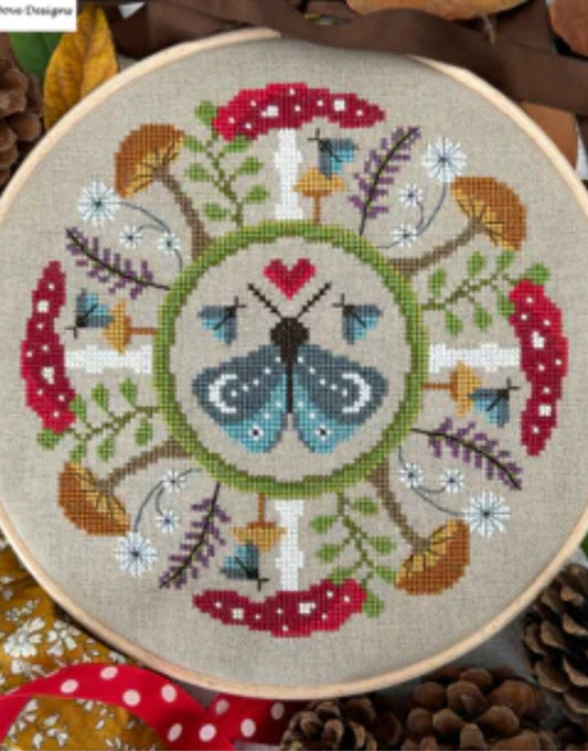 The Moth and the Mushroom Cross Stitch Kit, Little Dove Designs