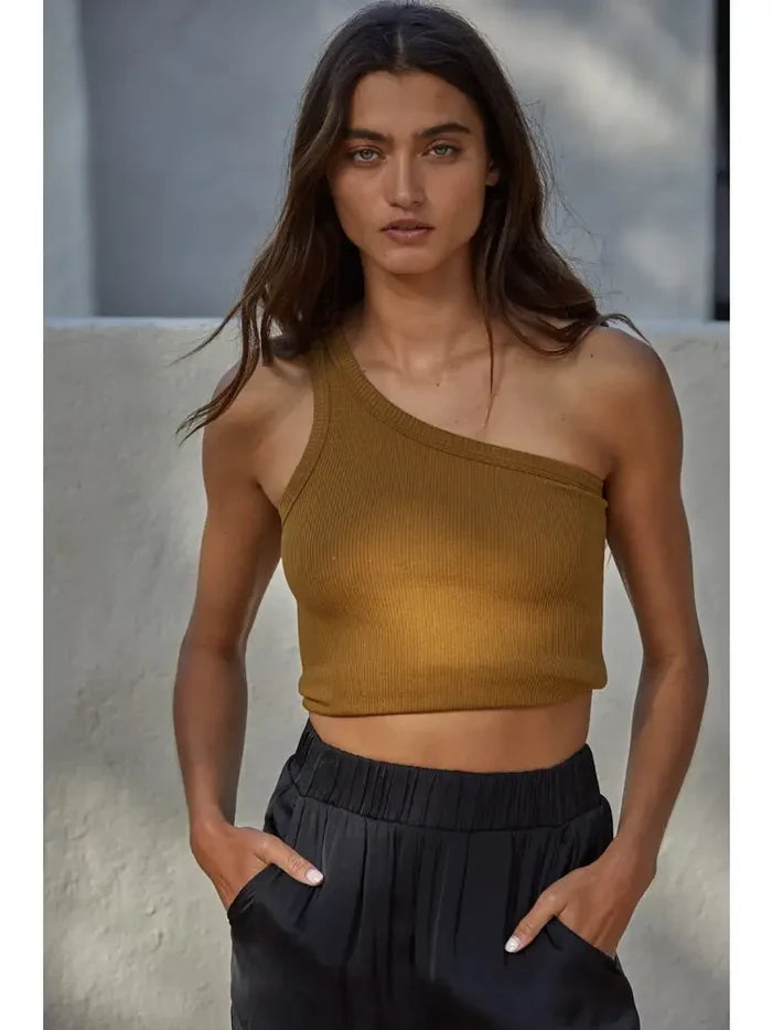 The One Shoulder Ribbed Tanks