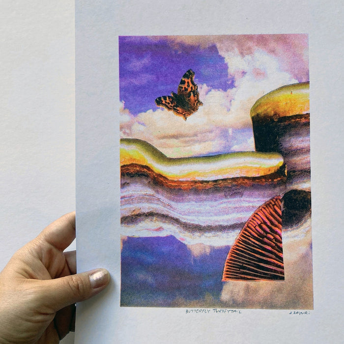Tiny Pink Shoe: Butterfly Turkeytail Riso Print