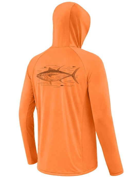 UPF 50+ Fishing Hoodie for Men, Long Sleeve UV Protection Sun Shirt with hood Mask, Hooded Shirts for Outdoor Hiking
