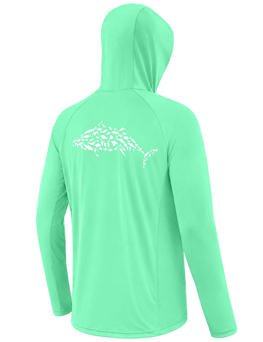 UPF 50+ Fishing Hoodie for Men, Long Sleeve UV Protection Sun Shirt with hood Mask, Hooded Shirts for Outdoor Hiking