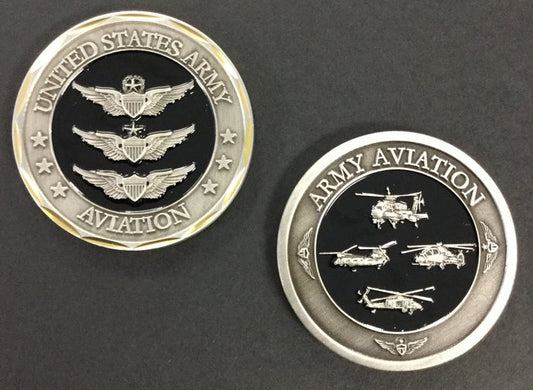 US Army Aviation Coin with Wings and Helicopters