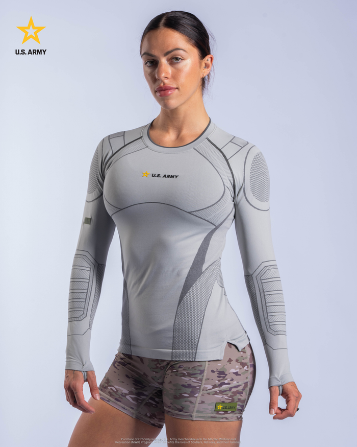 U.S. Army SX-013: WOMENS PT COMPRESSION LONG SLEEVE - Steel