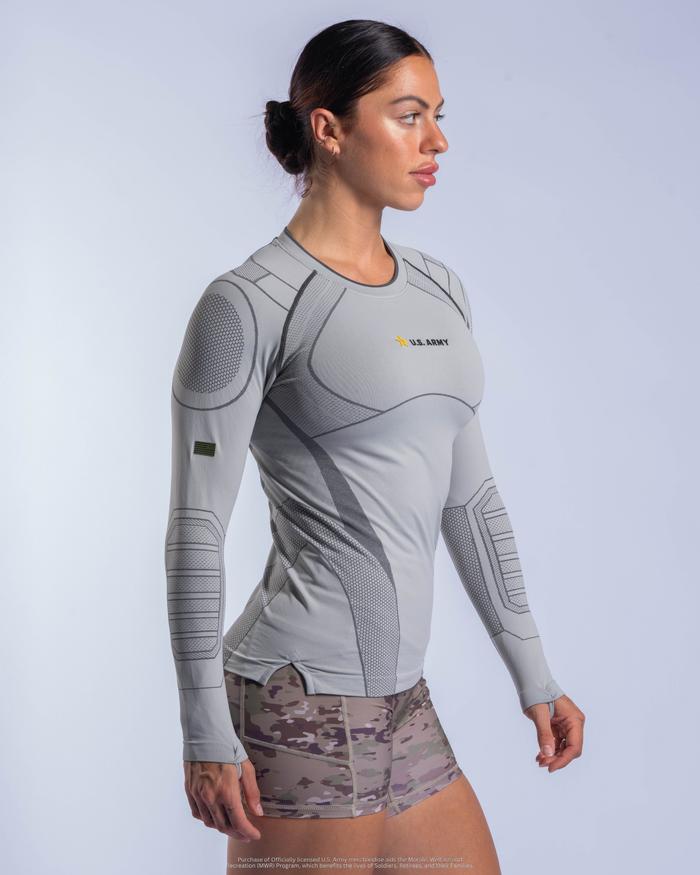 U.S. Army SX-013: WOMENS PT COMPRESSION LONG SLEEVE - Steel