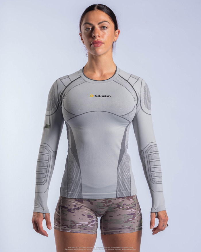 U.S. Army SX-013: WOMENS PT COMPRESSION LONG SLEEVE - Steel