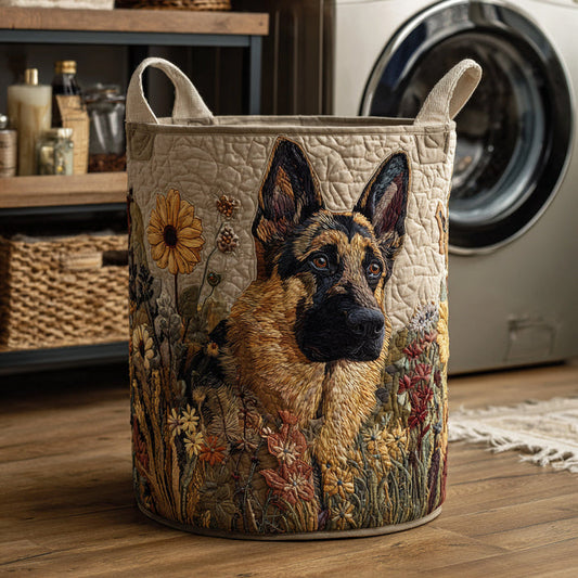 Vasketøjskurv med motiv af schæferhund