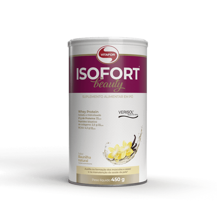 VITAFOR | Whey Isolado ISOFORT Beauty com Verisol Sabor Baunilha (450 gramas)