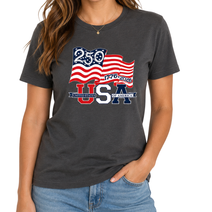 Waving Flag America 250 Made in USA Women's Shirt | The Flag Shirt