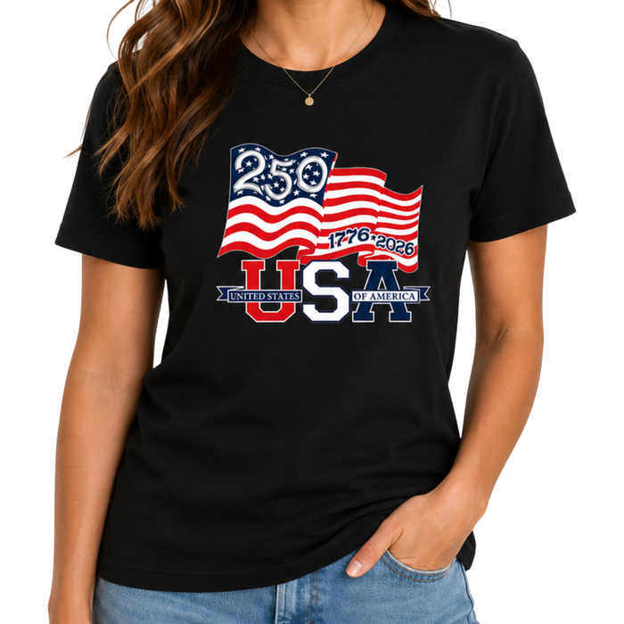 Waving Flag America 250 Made in USA Women's Shirt | The Flag Shirt