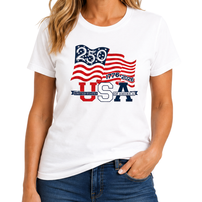 Waving Flag America 250 Made in USA Women's Shirt | The Flag Shirt