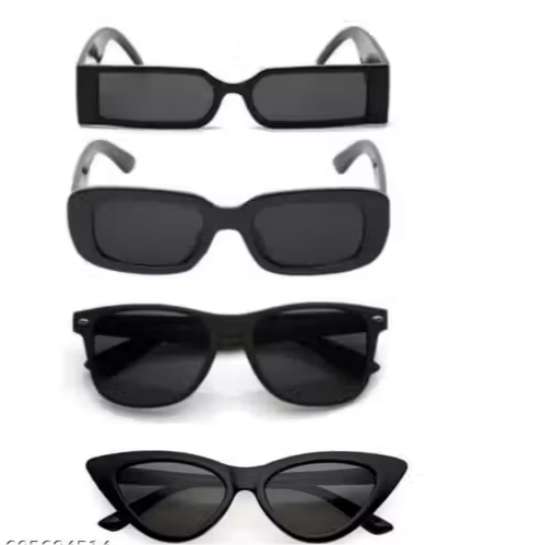 WIND Women's Trendy Black Rectangular Sunglasses – Stylish UV Protection Eyewear
