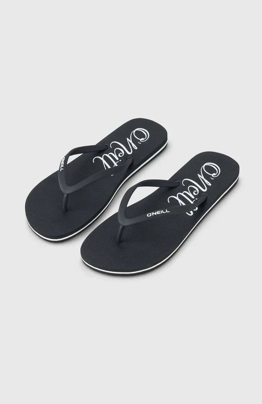 Women Profile Logo Sandals  | Black