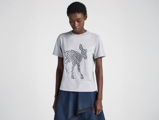 WOMENS ANIMAL STARS GRAPHIC PRINT T-SHIRT IN MID GREY MELANGE