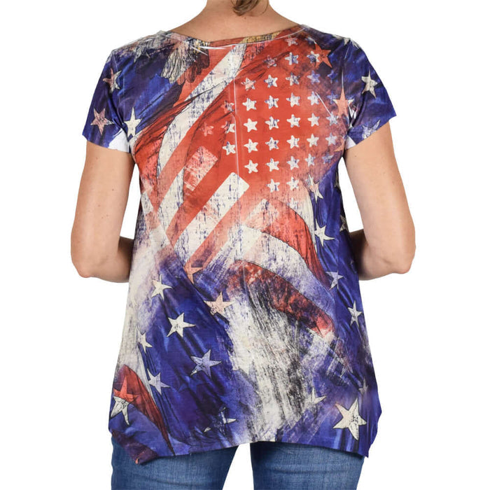 Women's Made in USA Rhinestones Stars and Stripes T-Shirt - The Flag Shirt