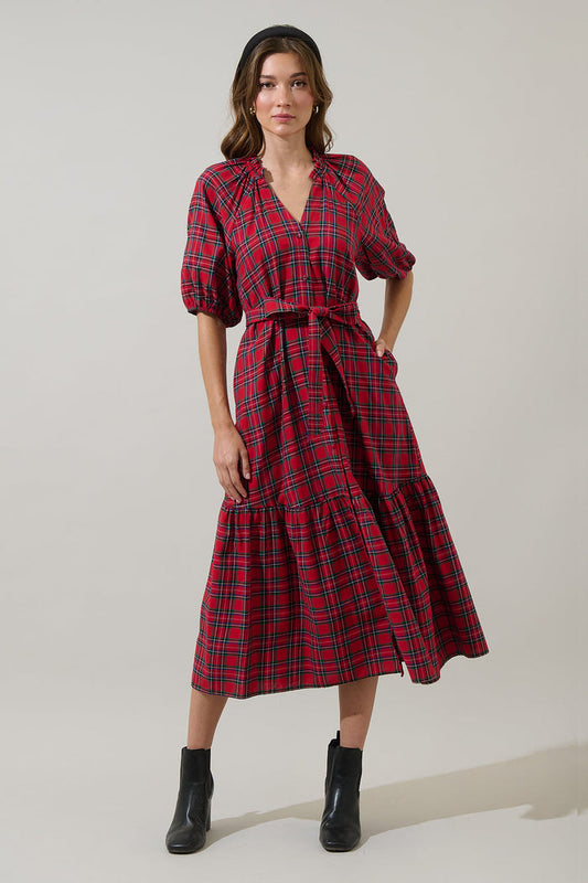 Wynette Tiered Midi Dress Chapman Plaid