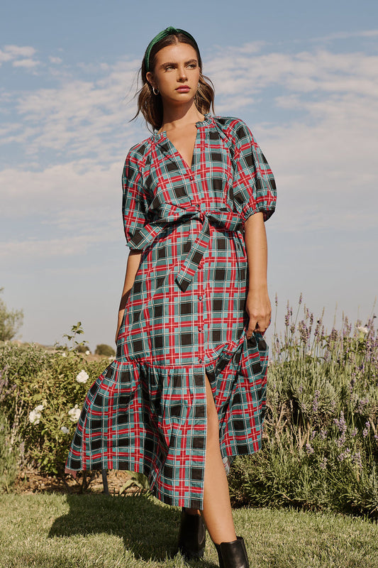Wynette Tiered Midi Dress Winston Plaid