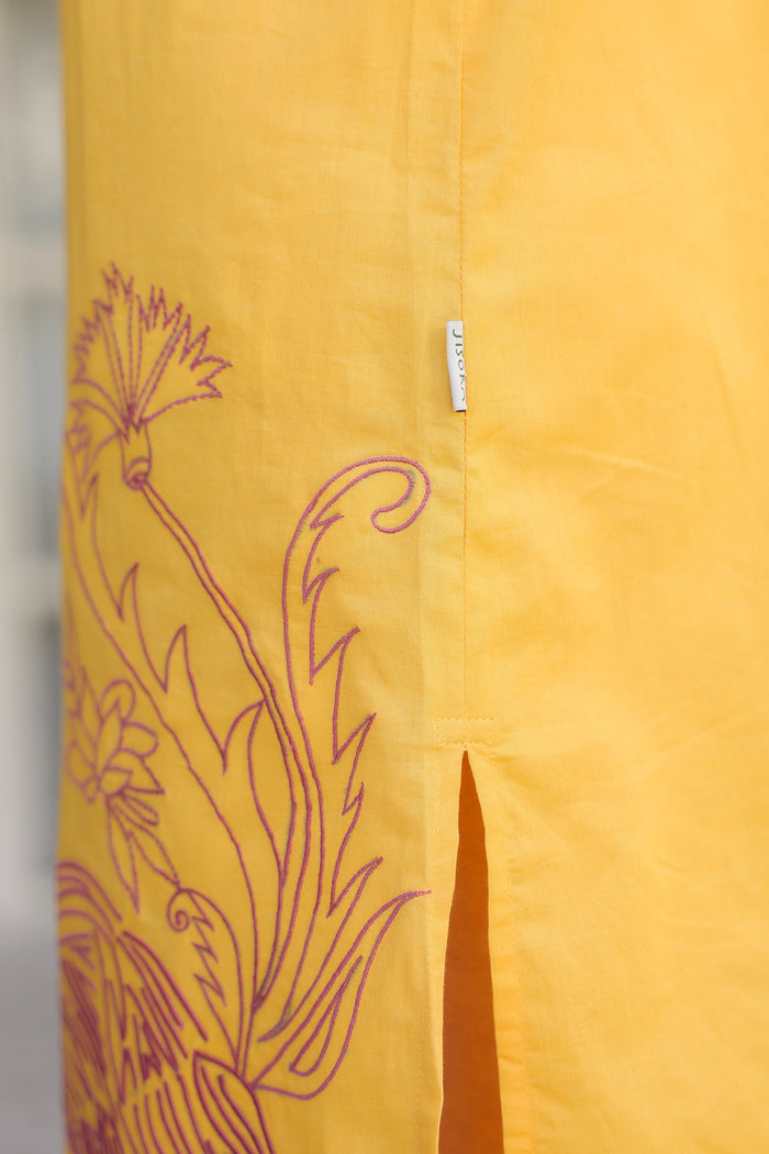 Yellow Flamingo Cotton Dress