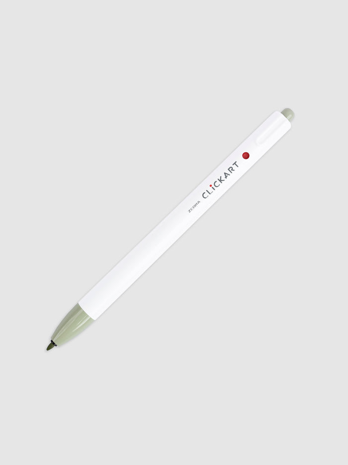 Light Khaki  marker with nib exposed turned to the right on a neutral background.