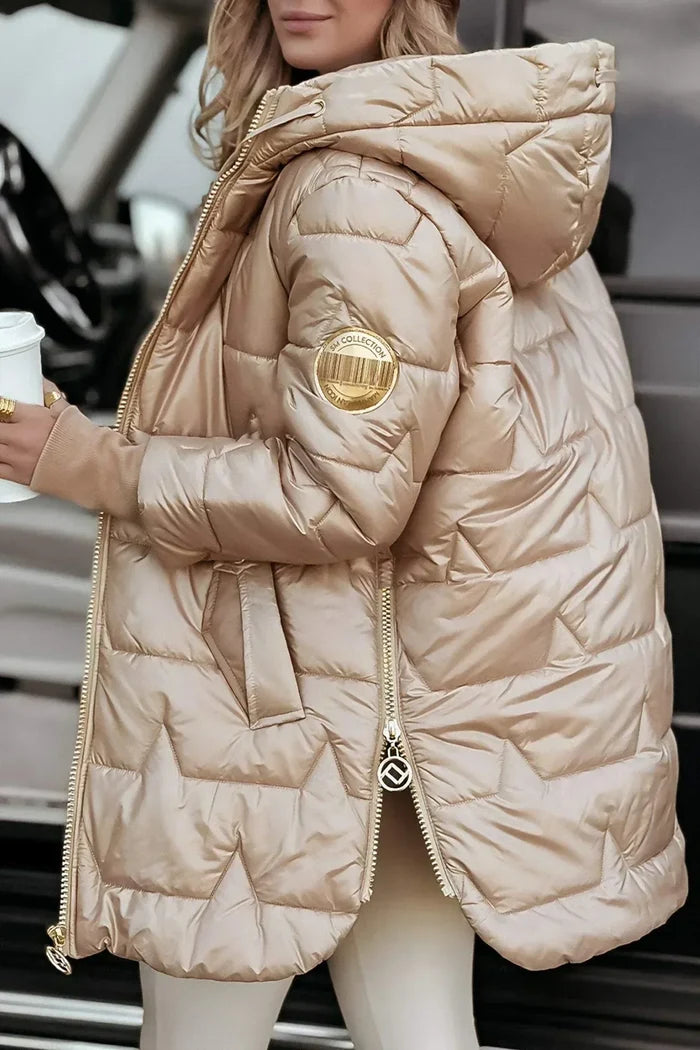 Zéphirine | Veste matelassée longue et chaude avec capuche enveloppante
