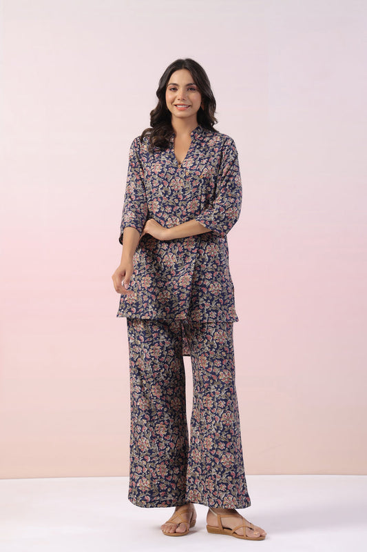 Zesty Floral Russian Silk Co-ord Set